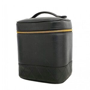 Chanel Vanity Bag Bicolor Leather Black Gold